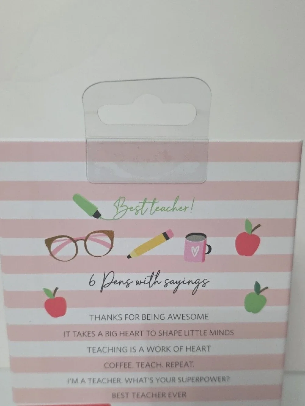 James Burke Best Teacher! Assorted Color Ballpoint Pen Set - 6 Pack, New-in-Pack